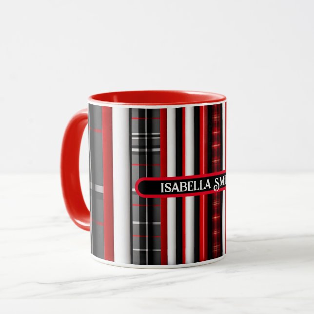 Red Black Abstrakte Karierte TrendCollection Tasse (Vorderseite Links)