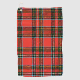 Red Black and White Plaid Pattern Golfhandtuch
