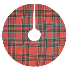Red Black and White Plaid Pattern Polyester Weihnachtsbaumdecke