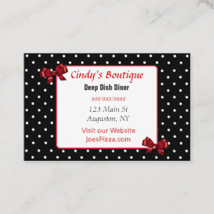 Red, Black and White Polka Dot Bow Business Card Visitenkarte