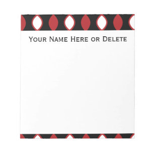 Red Black and White Retro 70er Jahre Muster Notizblock