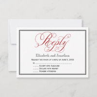 Red Black and White Script Wedding Repcard