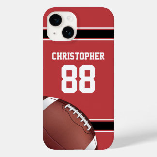 Red Black and White Stripes Football Jersey Case-Mate iPhone 14 Hülle