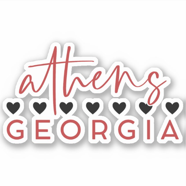 Red & Black Athens Georgia Vinyl Sticker (Vorderseite)