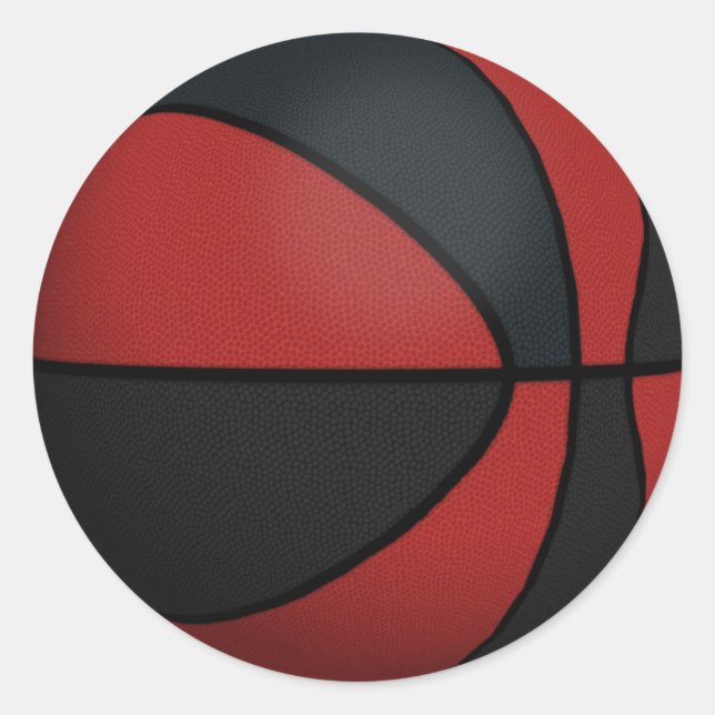 Red & Black Basketball: Runder Aufkleber (Vorderseite)