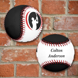 Red Black Batter Personalisiert Baseball