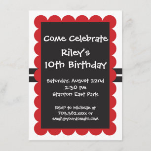 Red Black Birthday Party Einladungen Vorlagen Jung