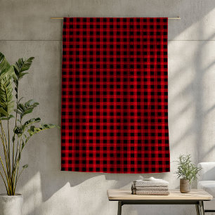 Red Black Blanket Classic Buffalo Karierter Komfor Fleecedecke