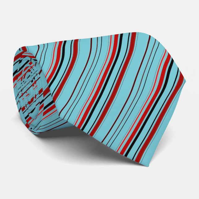 Red Black Blue Brown Streifen Krawatte (Gerollt)