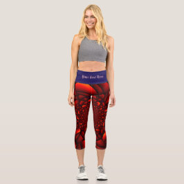 Red Black Blue Petal Capri Leggings