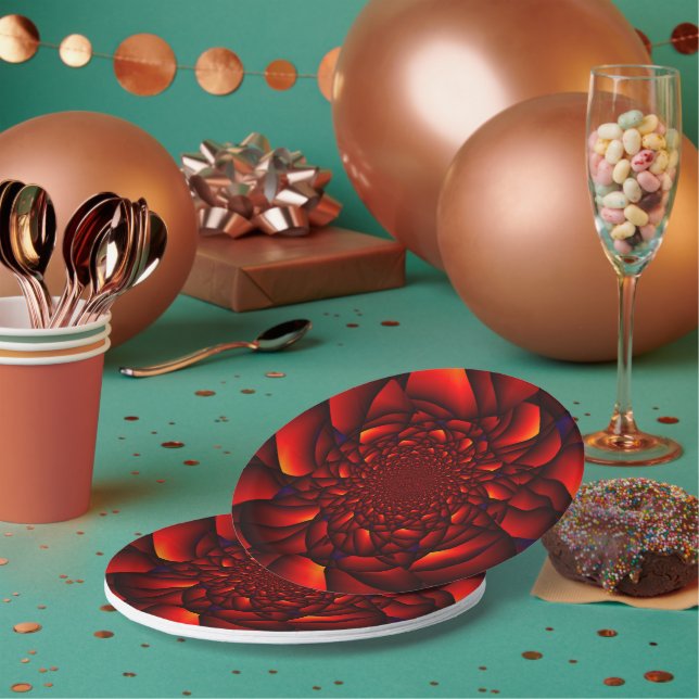 Red Black Blue Petal Pappteller (Multi)