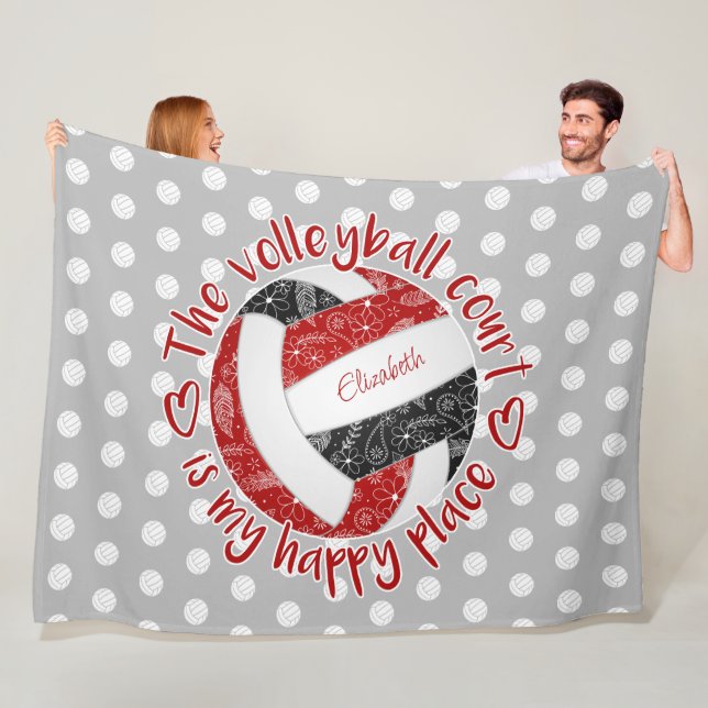 Red Black Boho Volleyball Platz ist mein glücklich Fleecedecke (Beispiel)