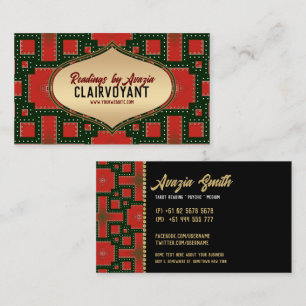 Red Black Bold Gold Goddess Tarot Reader Visitenkarte