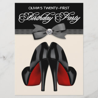 Red Black Bow Krawatte Frauen 21. Geburtstag Party Einladung