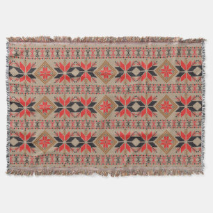 Red Black Brown Crochet Strick Pattern Decke