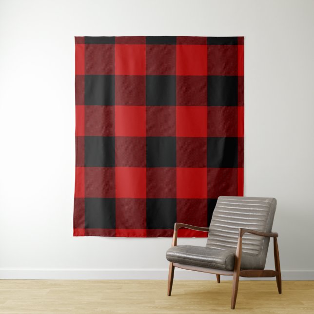 Red & Black Buffalo Checkered Kariert Rustikal Wandteppich (Beispiel)