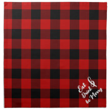 Red Black Buffalo Gingham Karo Cloud Napkin