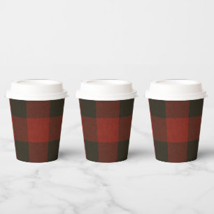 Red Black Buffalo Kariert Checkered Squares Holida Pappbecher