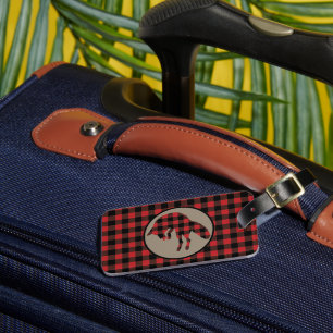 Red Black Buffalo Kariert Fox Gepäckanhänger