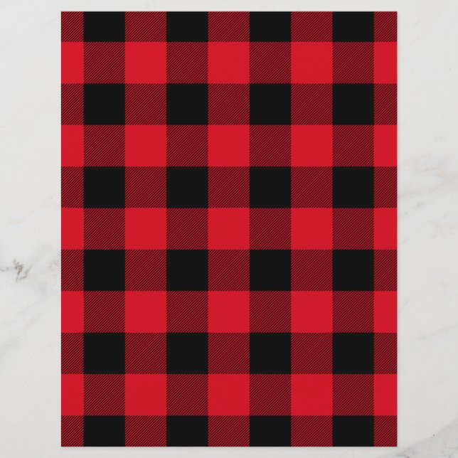 Red Black Buffalo Kariert Rustic Scrapbook Paper (Vorderseite)