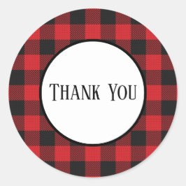 Red Black Buffalo Kariert Rustic Wedding Danke Runder Aufkleber