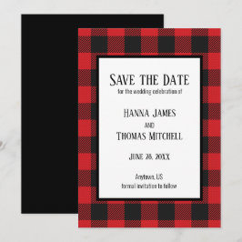 Red Black Buffalo Kariert Rustikale Hochzeit Save The Date