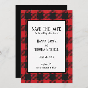 Red Black Buffalo Kariert Rustikale Hochzeit Save The Date