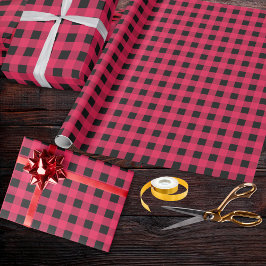 Red Black Buffalo Karierter Karo Tartan Gemustert Geschenkpapier