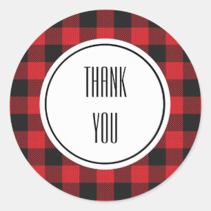 Red Black Buffalo Karierter Weihnachtsfeiertag Runder Aufkleber