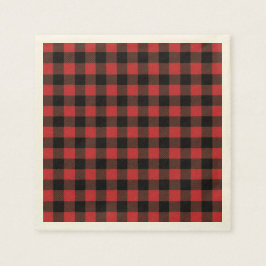 Red Black Buffalo Kariertes Papier Serviette