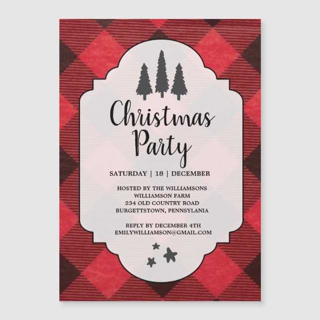 Red Black Buffalo Kariertes Party Magnet (Vorderseite)