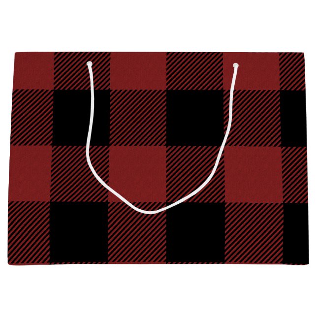 Red Black Buffalo Karo Kariert Große Geschenktüte (Vorderseite)
