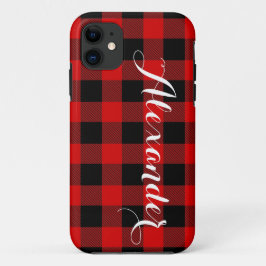 Red Black Buffalo Karo Kariert Name Monogram NL Case-Mate iPhone Hülle