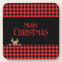 Red Black Buffalo Karo mit Peeping Rentier