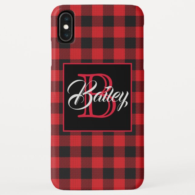 Red & Black Buffalo Karo Personalisiert iPhone Cas Case-Mate iPhone Hülle (Rückseite)