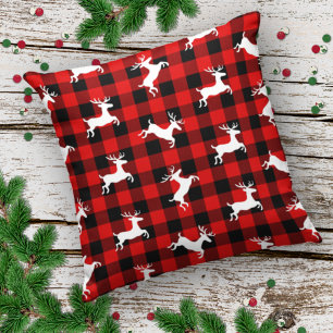 Red Black Buffalo Lumberjack Karo Deer Pattern Kissen