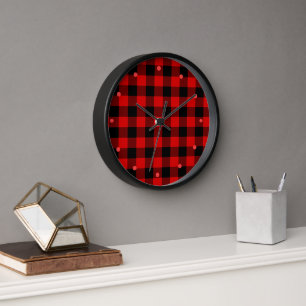 Red Black Buffalo Lumberjack Karo Kariertes Muster Uhr