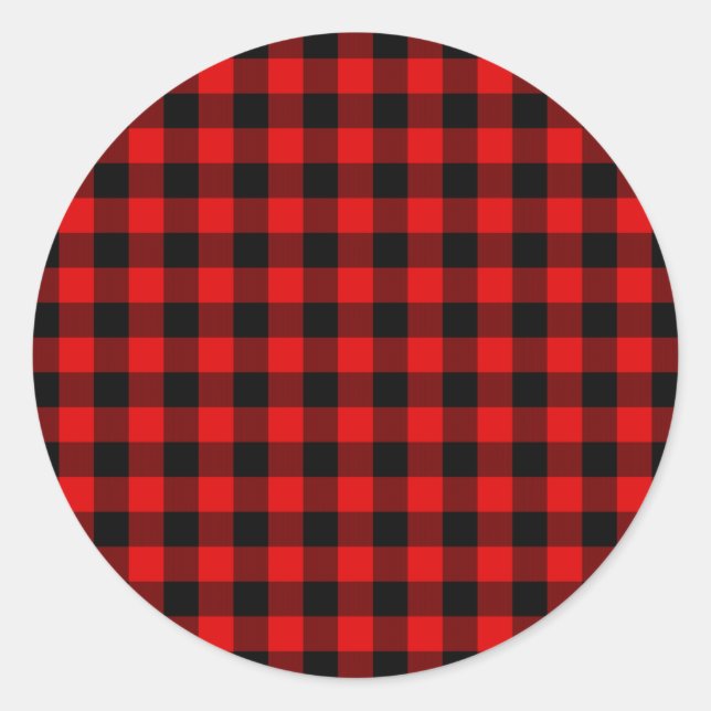 Red Black Buffalo Lumberjack Karo Weihnachten Runder Aufkleber (Vorderseite)