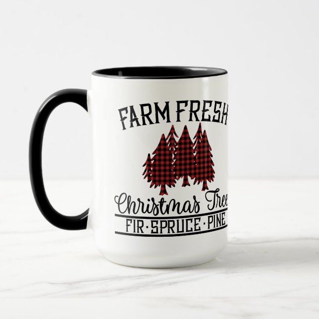red, Black Buffalo Plaid Christmas Trees Tasse (Links)