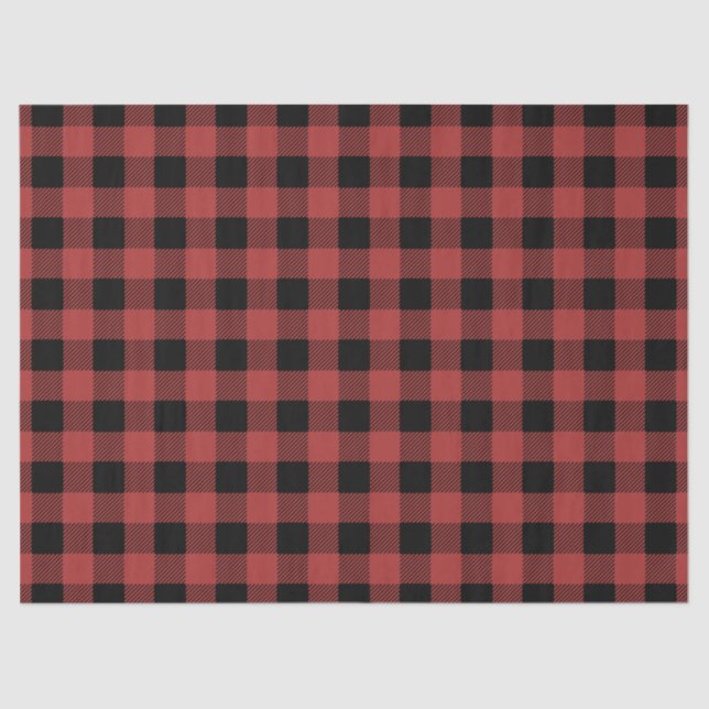 Red Black Buffalo Plaid  Gingham Lumberjack Seidenpapier (Vorderseite)