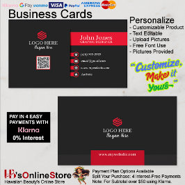 Red & Black Business Cards 7 Pack mit 100 Visitenkarte