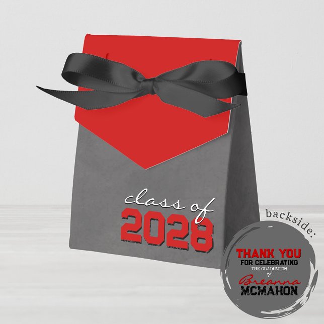 Red & Black Chalkboard Abschluss Geschenkboxen Geschenkschachtel (Red & Black Chalkboard Graduation Favor Boxes. With Personalization on Back)