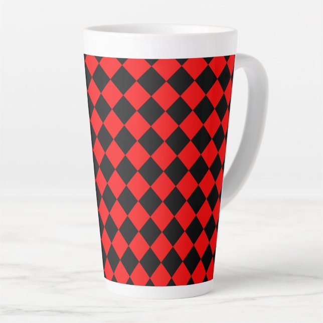 Red Black Checker Diamond Pattern Milchtasse (Rechte Ecke)