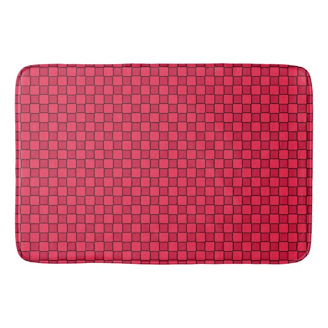 Red Black Checkerboard Badematte (Vorderseite)