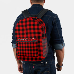 Red Black Checkerboard Collage Bedruckter Rucksack