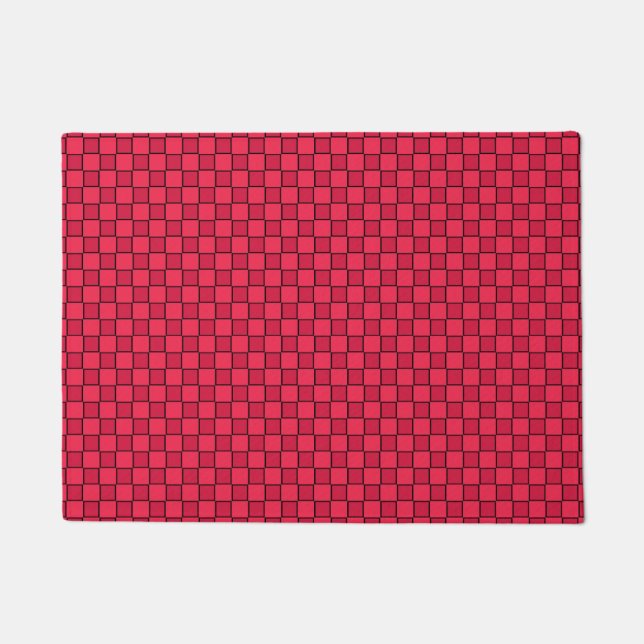 Red Black Checkerboard Fußmatte (Vorderseite)