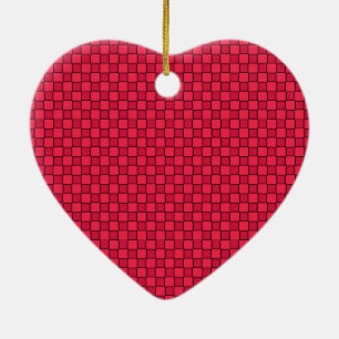 Red Black Checkerboard Keramik Ornament