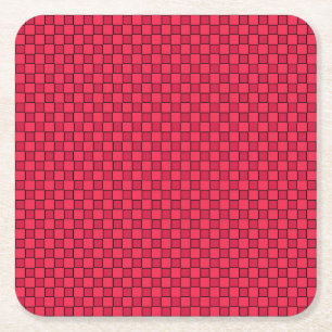 Red Black Checkerboard Rechteckiger Pappuntersetzer