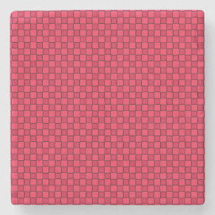 Red Black Checkerboard Steinuntersetzer