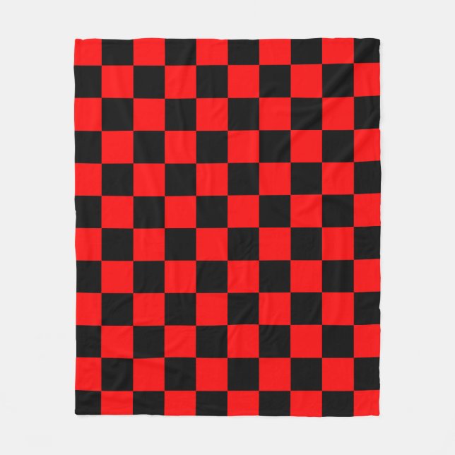 Red Black Checkered Karo Pattern Fleecedecke (Vorderseite)